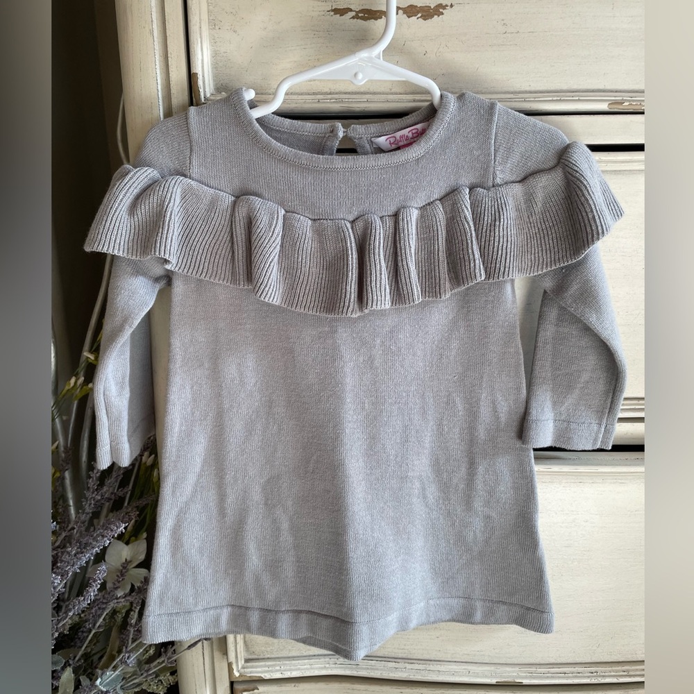 RuffleButts Gray Sweater Dress 18/24m